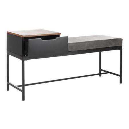 Safavieh Maruka Bench with Storage; Grey Wash & Dark Green - 24 x 47.3 x 16 in. BCH6401D